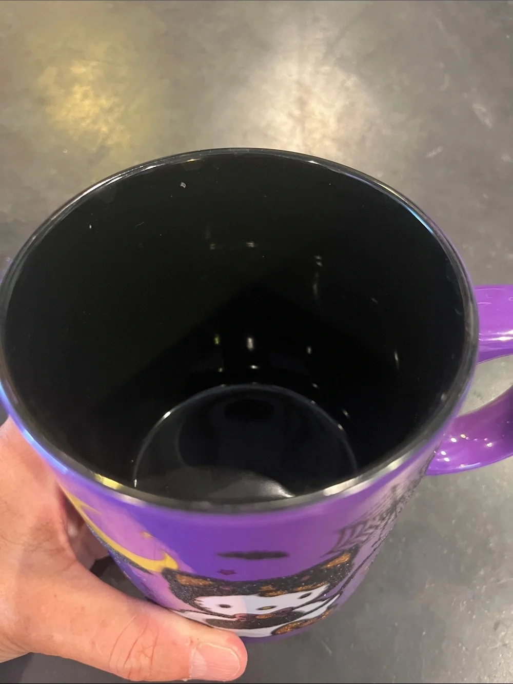 Sanrio Hello Kitty Purple Halloween Cat Mug with Glitter 20 Oz